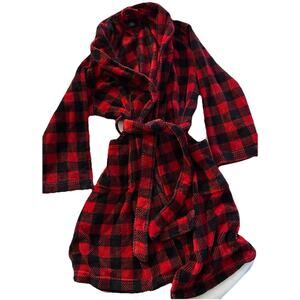 Tommy Hilfiger Buffalo Plaid Red Black Robe Men’s One Size Plush Lounge